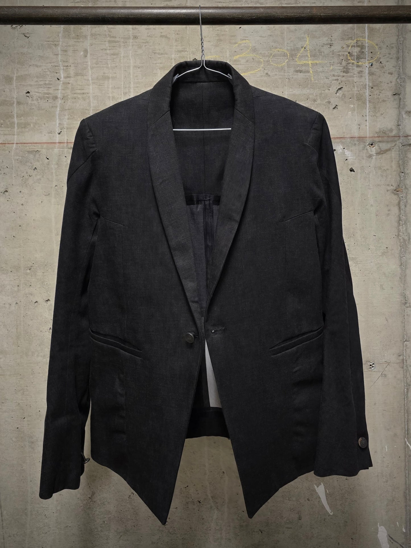 Boris Bidjan Saberi AW13-14 'SUIT2-F1780' Charcoal Grey Heavy Cotton Canvas Shawl Collar Blazer