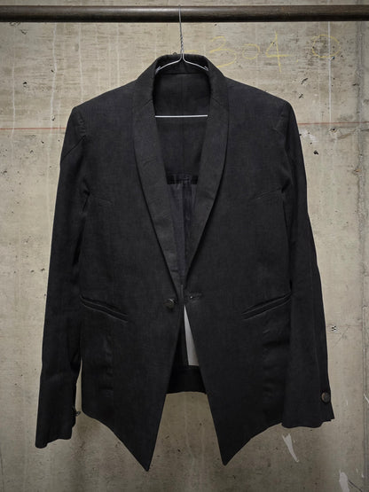 Boris Bidjan Saberi AW13-14 'SUIT2-F1780' Charcoal Grey Heavy Cotton Canvas Shawl Collar Blazer