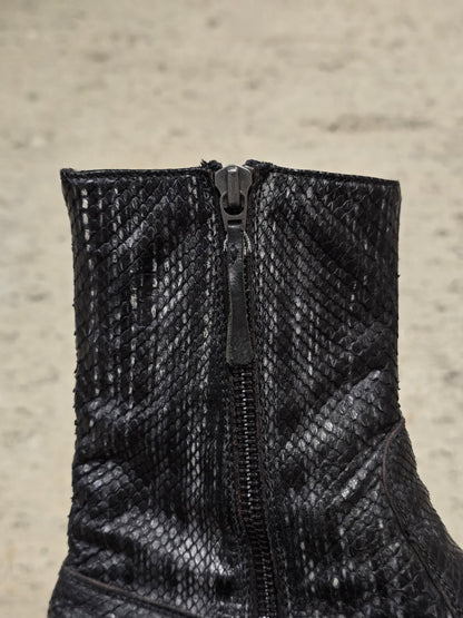 Carpe Diem Ealry 00s Striped Snakeskin Leather Side Zip Boots