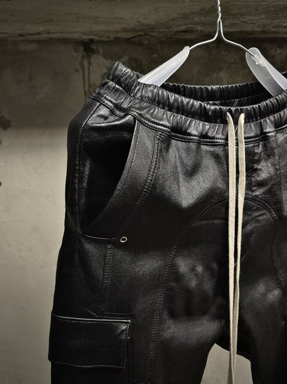 Rick Owens AW19 "LARRY" Lambskin Leather Stretch Cargo Joggers detail | DRIEW GARMENTS