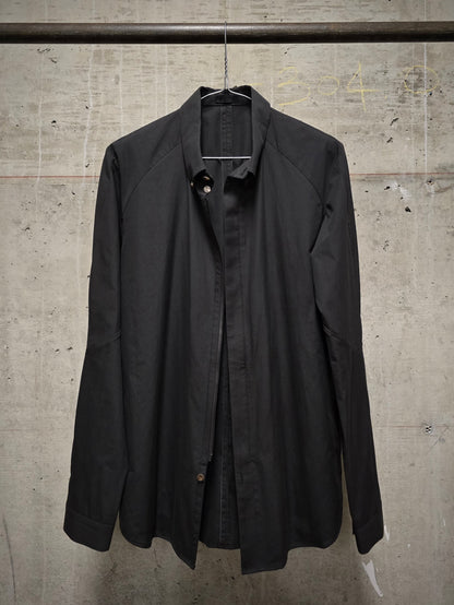 DEVOA Charcoal Grey Anatomical Oxford Button Down Collar Zip Shirt