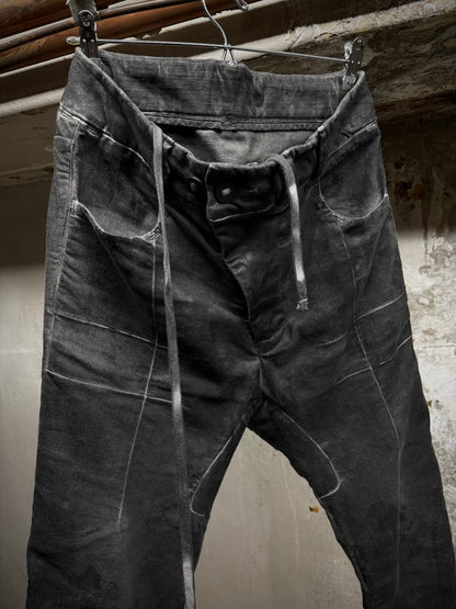 Boris Bidjan Saberi SS22 'WP13 FTS10001' Patina Grey Vinyl Processed Skinny Stretch Denim