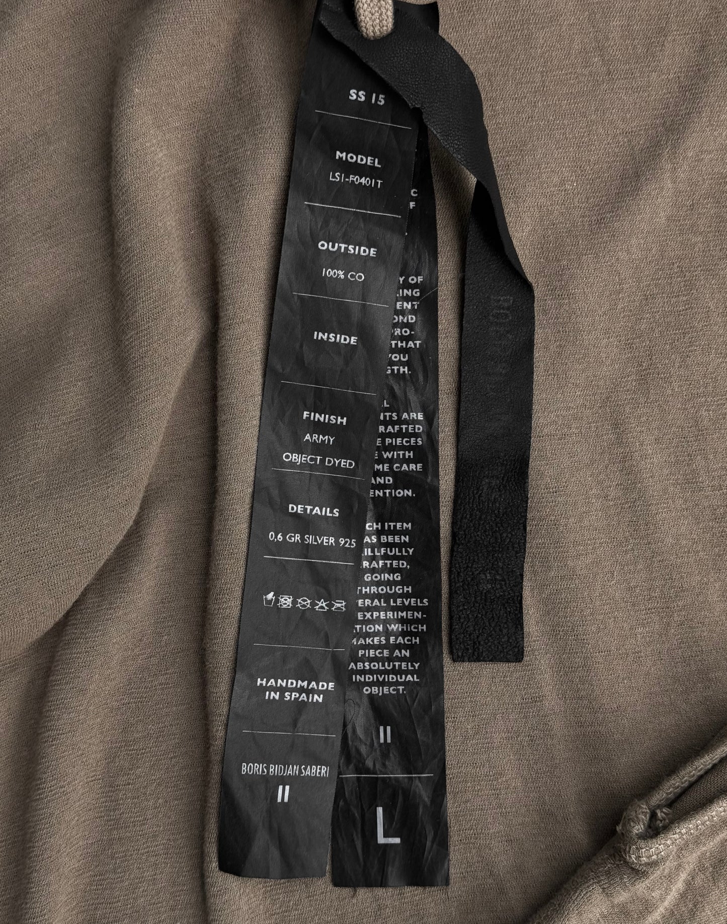 Boris Bidjan Saberi SS15 ‘LS1-F040IT’ Army Object-dyed Thumb Hole Long-sleeves