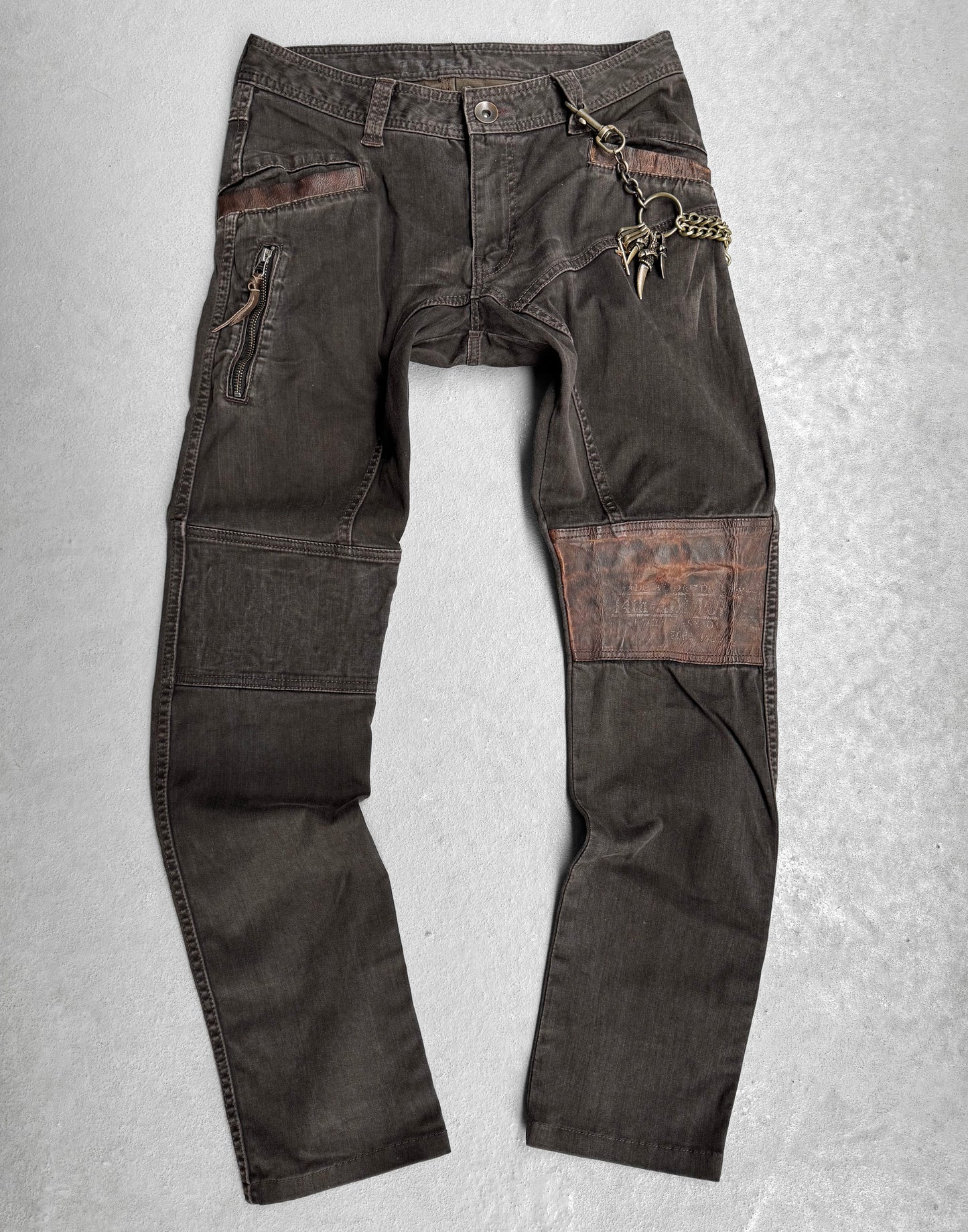 14thAddiction Early 00s Goatskin Leather Insert Bootcut Denim
