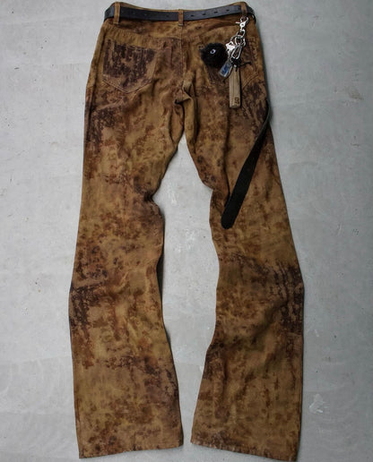 5351 Pour Les Hommes Early 00s Burnt Rust Velour Flare Pants