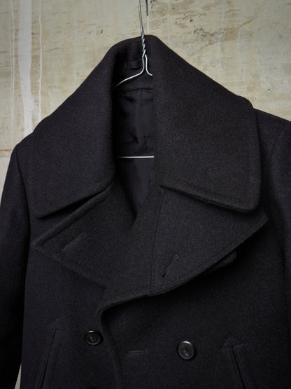 Lad Musician AW11 Charcoal Heavy Melton Wool Wide Collar Peacoat