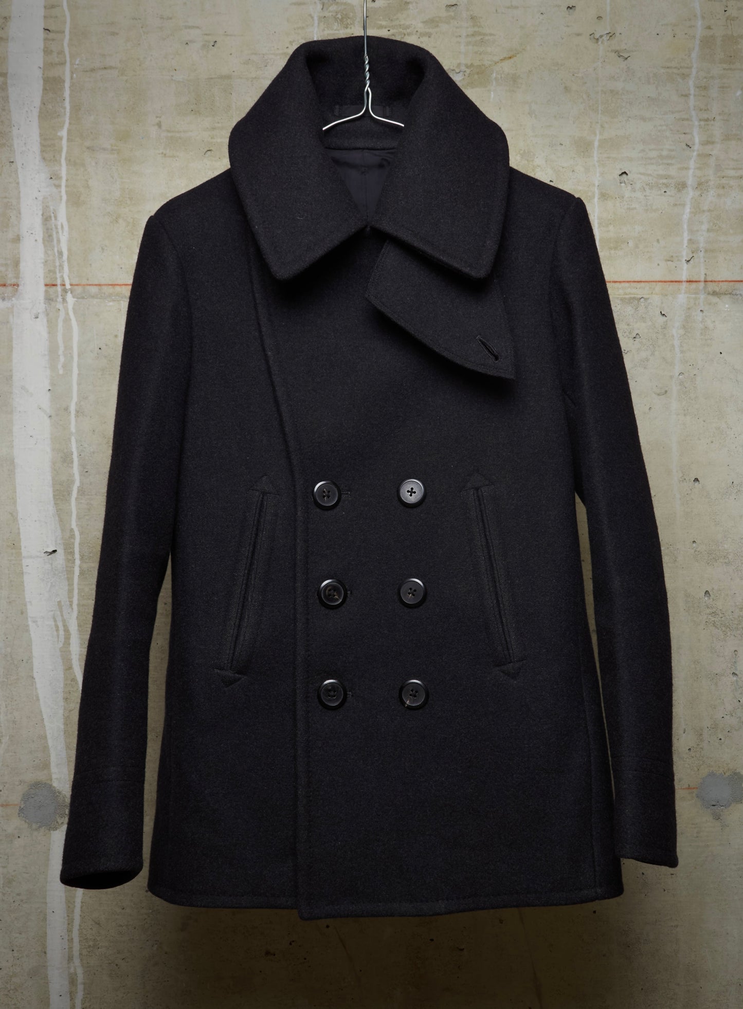 Lad Musician AW11 Charcoal Heavy Melton Wool Wide Collar Peacoat