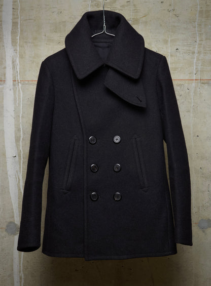 Lad Musician AW11 Charcoal Heavy Melton Wool Wide Collar Peacoat