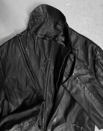 Yasuyuki Ishii Early 00s Spiral Zip Sheepskin Leather Jacket