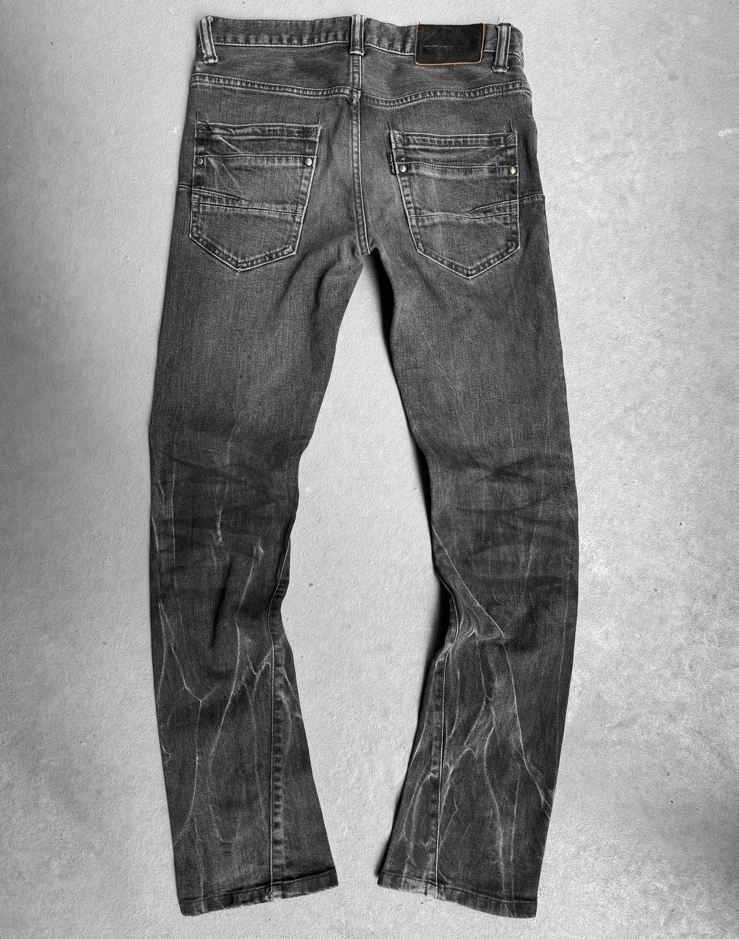 Tornado Mart Early 00s Grey Marbled Wash Skinny Bootcut Denim