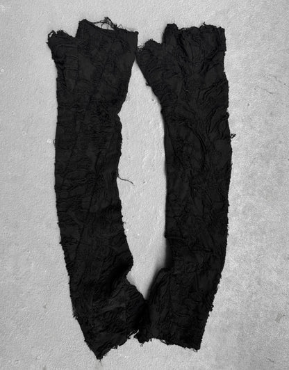 Julius_7 SS25 “anima;” Distressed Jacquard Cotton Long Gloves