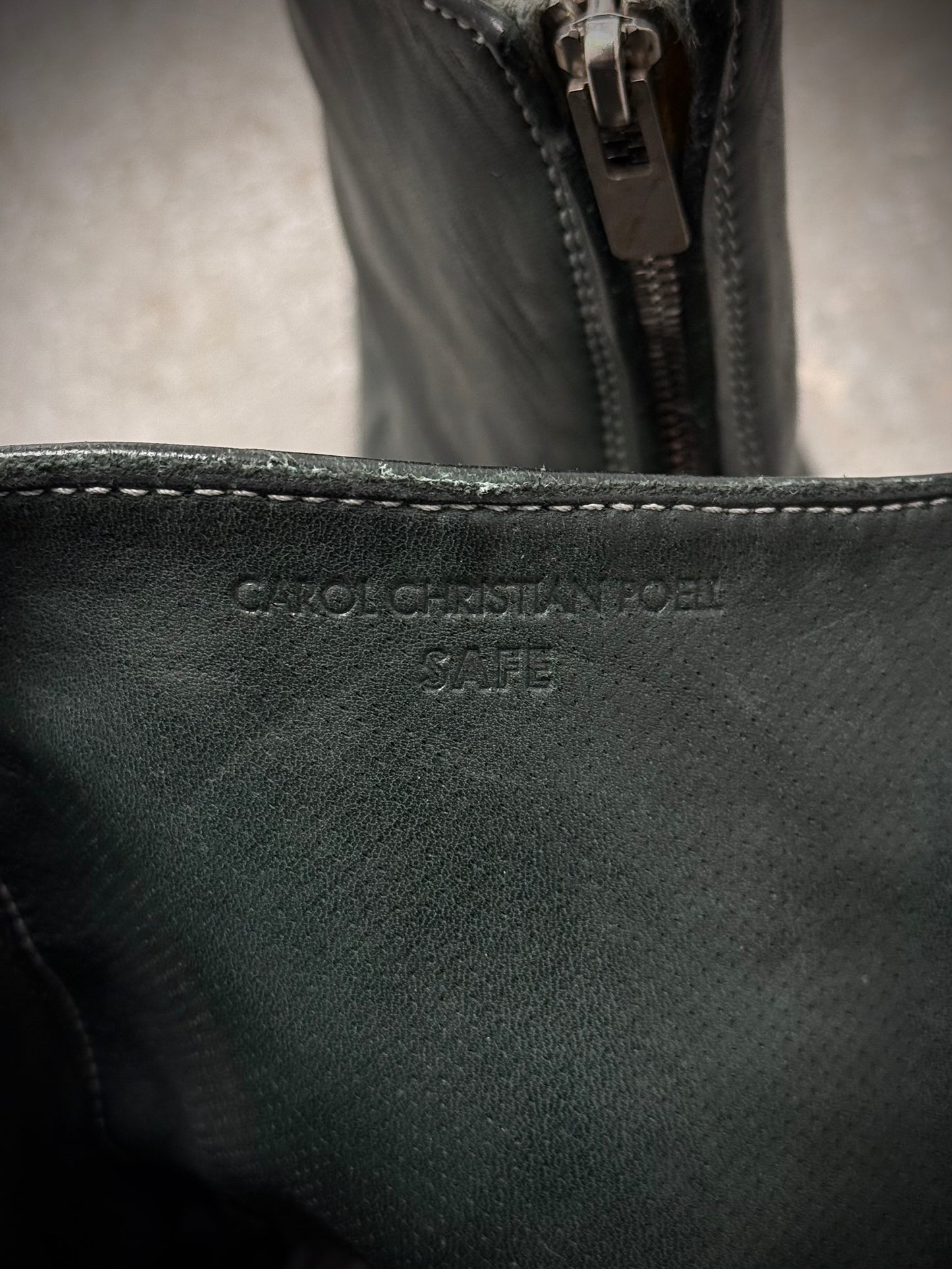 Carol Christian Poell 'AM/2757SP-IN CORSS-PTC/12' Object Dyed Goodyear Prosthetic Spur Biter Crimp Front Boots