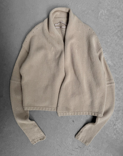 Rick Owens AW04 “QUEEN” Beige Merino Wool Open Cardigan