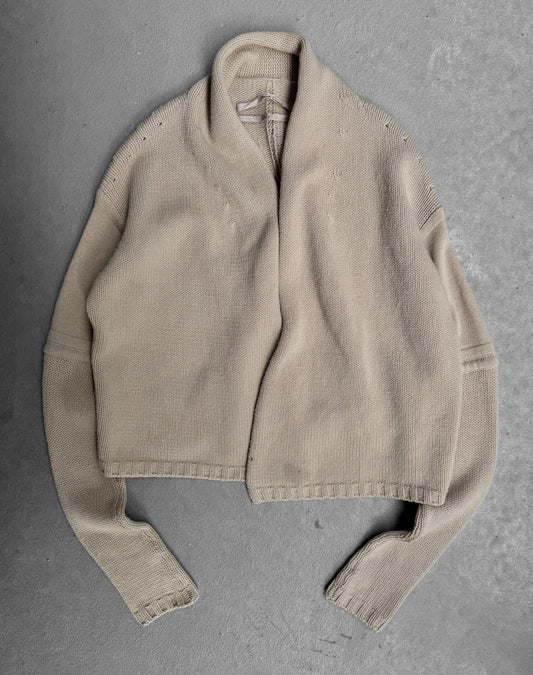 Rick Owens AW04 “QUEEN” Beige Merino Wool Open Cardigan