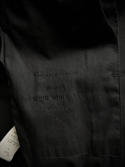 Rick Owens SS14 "VICIOUS" Faux Leather Cut-Out Cotton Trench Coat