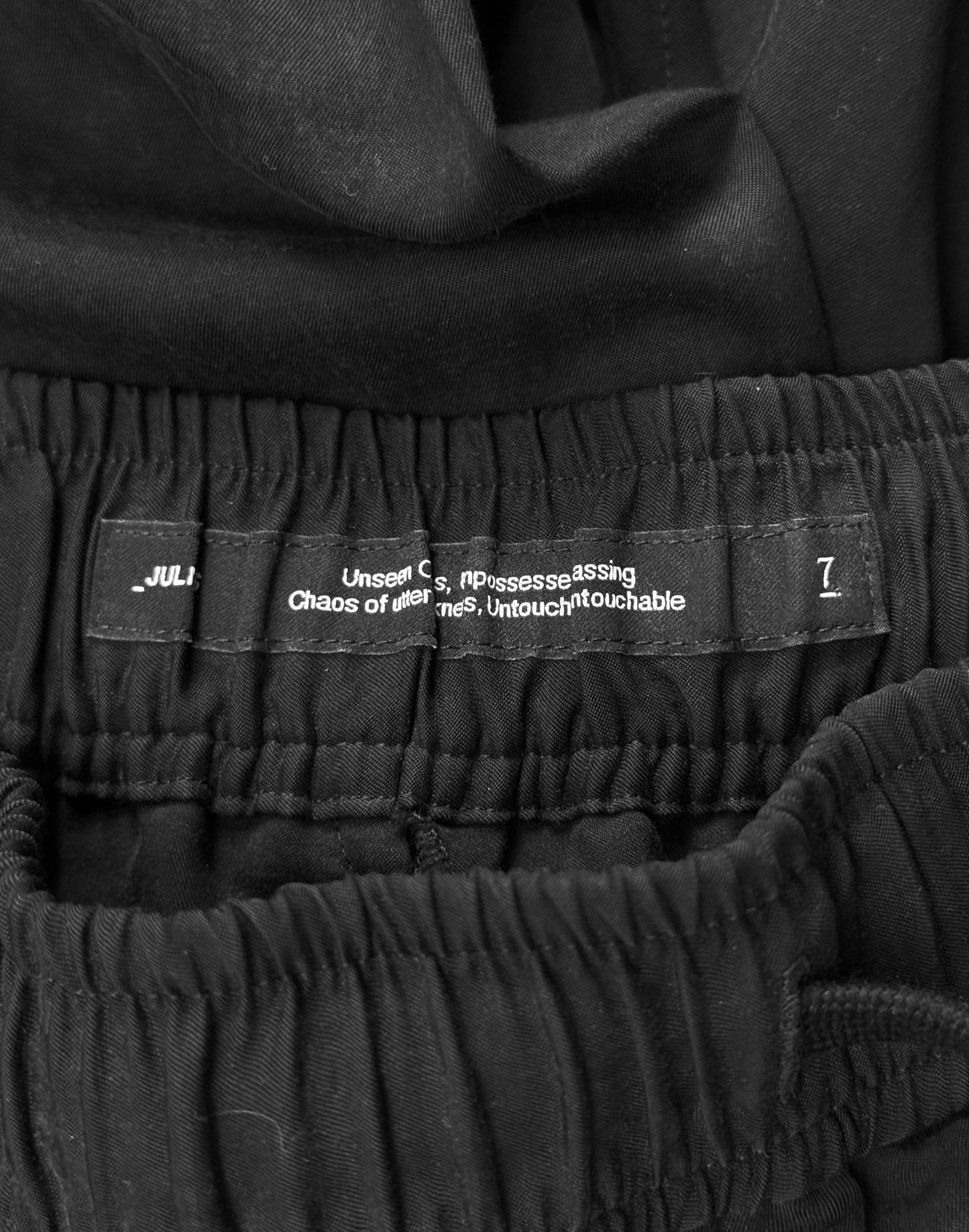 Julius_7 AW22-23 “EREBUS;” Twill Layered Wide Leg Pants