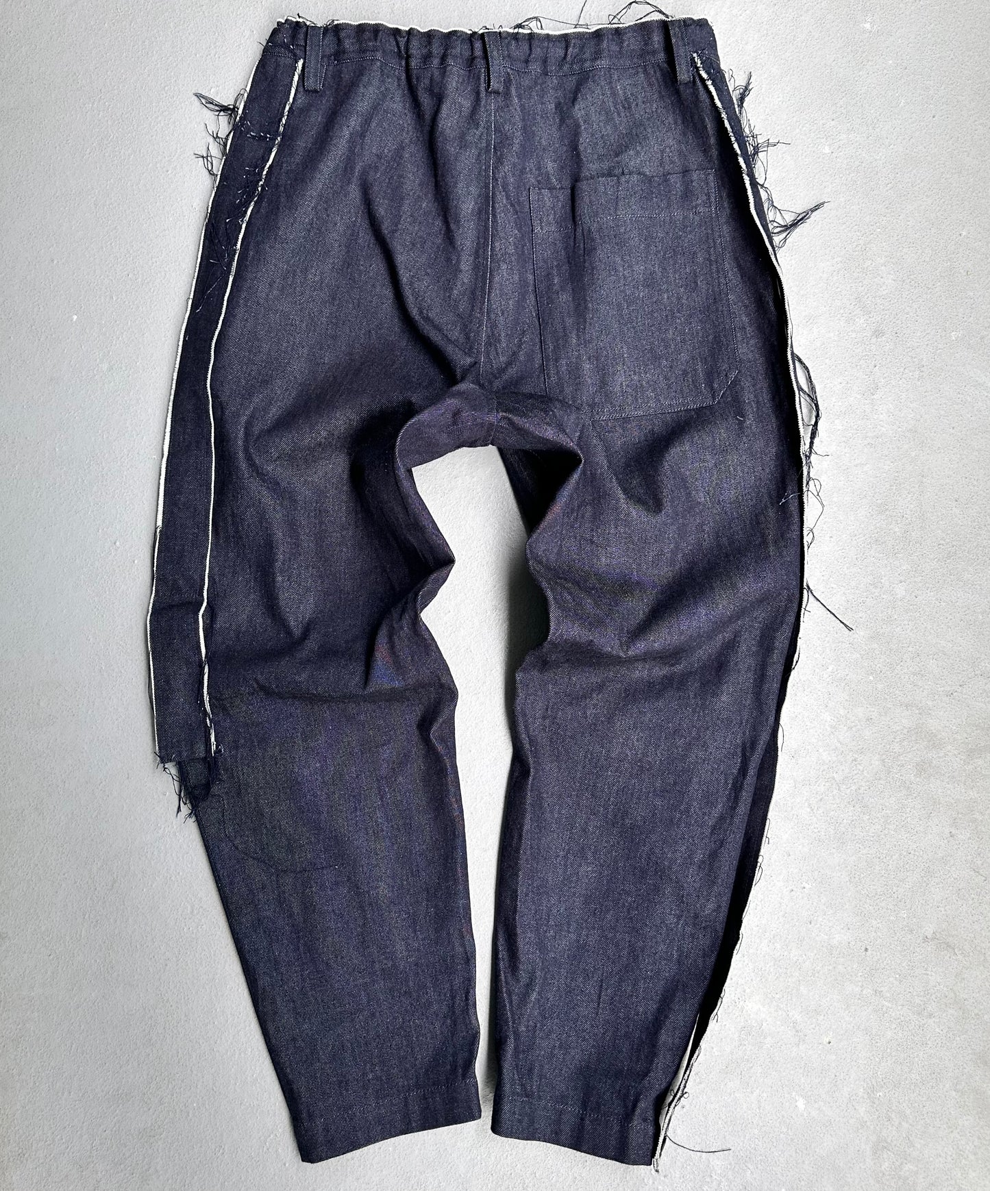 Y’s by Yohji Yamamoto SS05 Frayed Tape Line Bootcut Indigo Denim