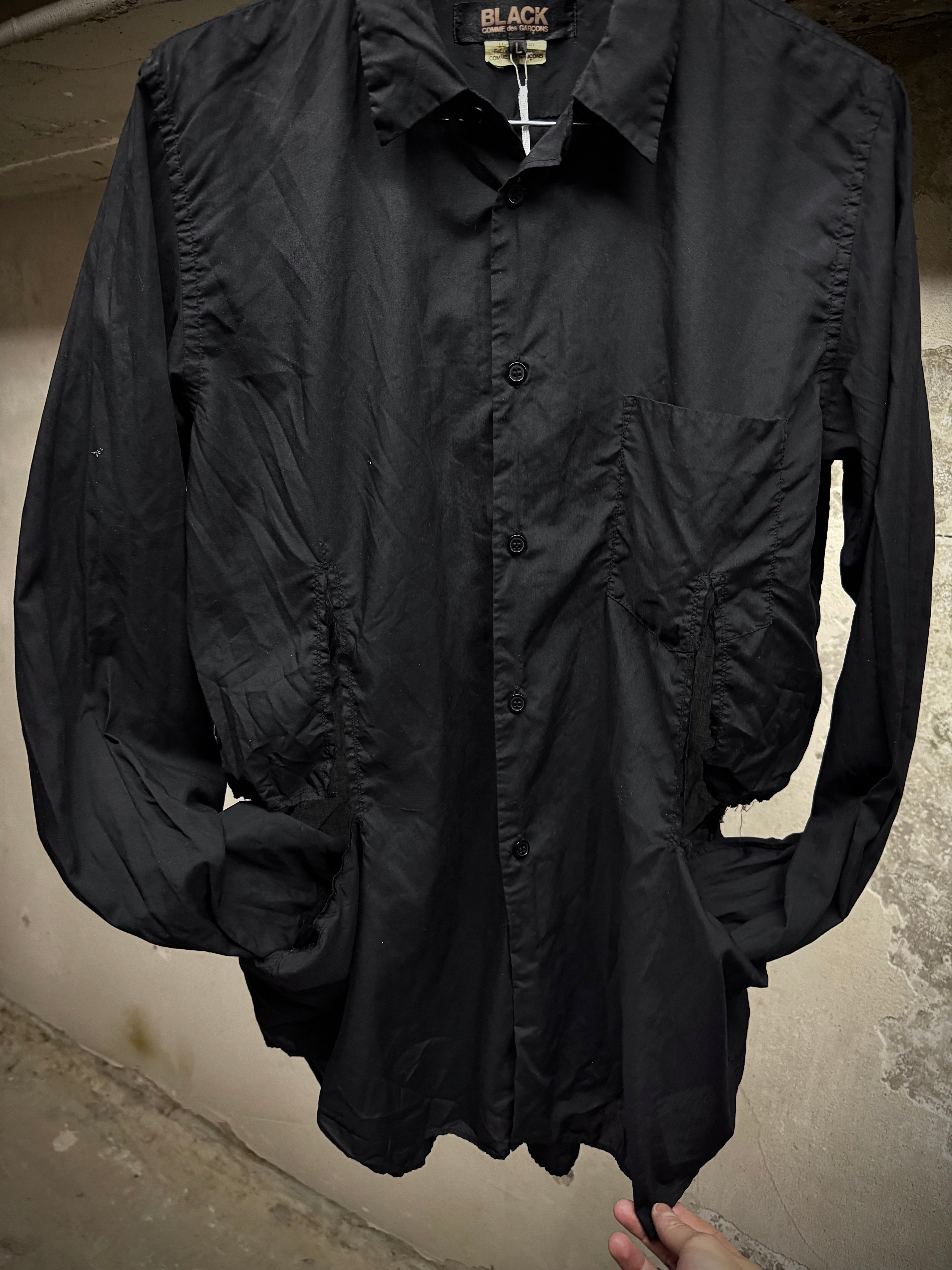 BLACK CDG SS19 Distressed Cut-Out Shirt | Archive – DRIEW