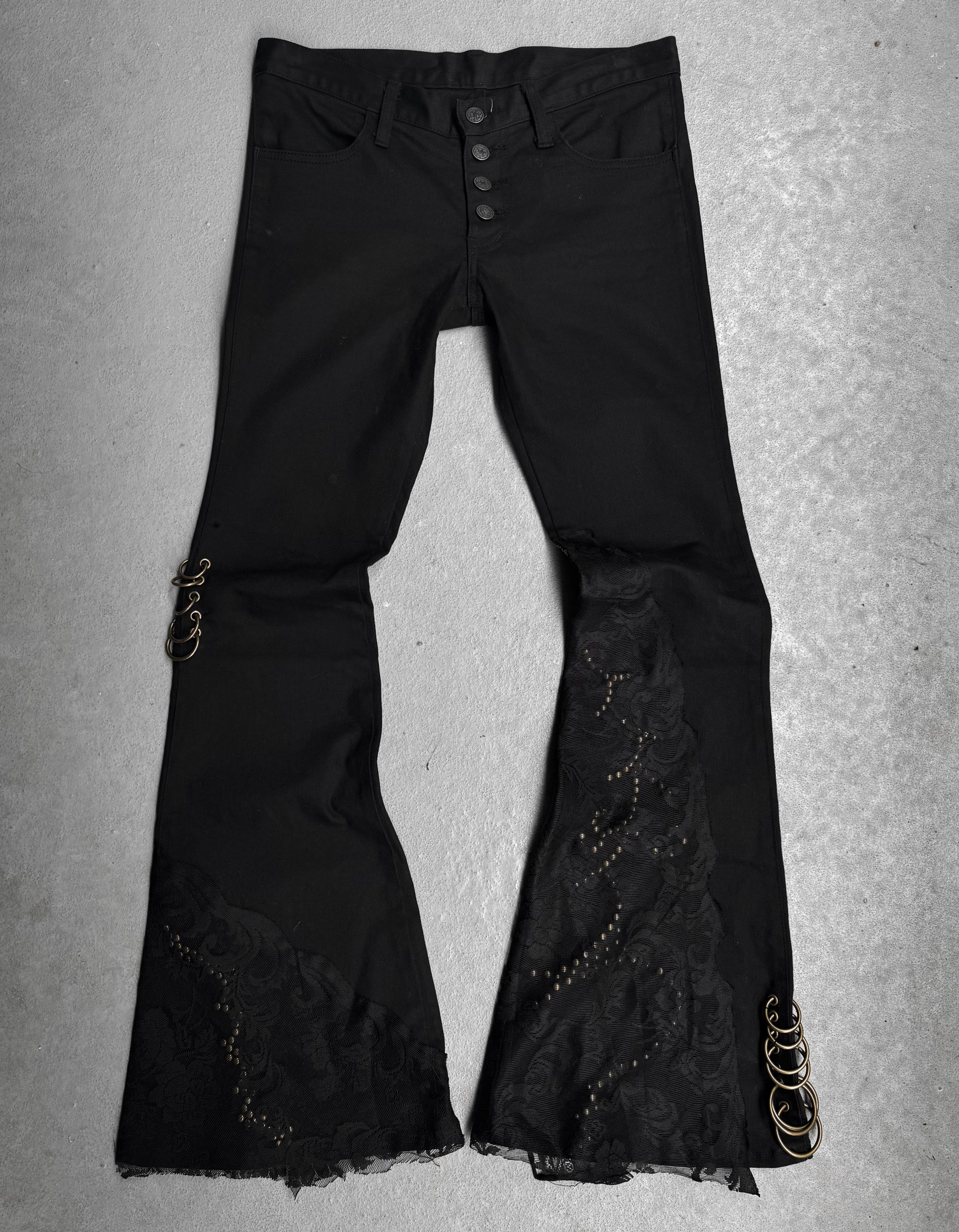 0paquified Custom Lace Studded Bell-bottom Flare Denim – DRIEW