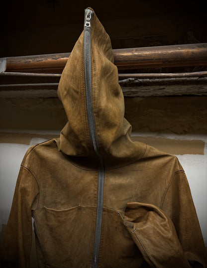Isamu Katayama "BACKLASH" Isamu Katayama “BACKLASH” AW09 Distressed Hooded ‘Gimp’ Zip Horse Leather J detail | DRIEW GARMENTS