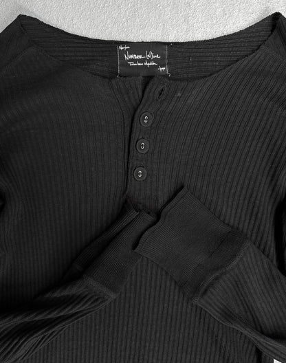 Number (N)ine AW09 Black Henley Silk-blend Long-sleeves