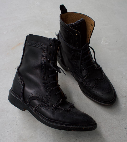 Mihara Yasuhiro Early 00s Distressed Wing-tip Brogue Leather Laced-up Boots