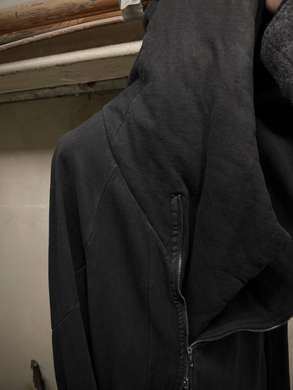 Julius_7 AW14-15 "Glitch;" Asymmetrical Cotton Sweat Zip Hooded Jacket