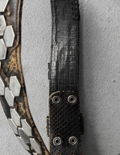 KMRii Early 00s Scar-stitch Honeycomb Leather Belt