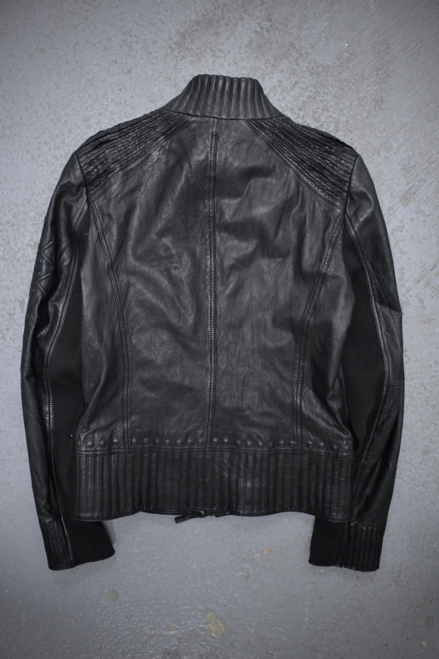 Marithé + François Girbaud Early 00s Embossed Lambskin Leather Rider Jacket detail | DRIEW GARMENTS