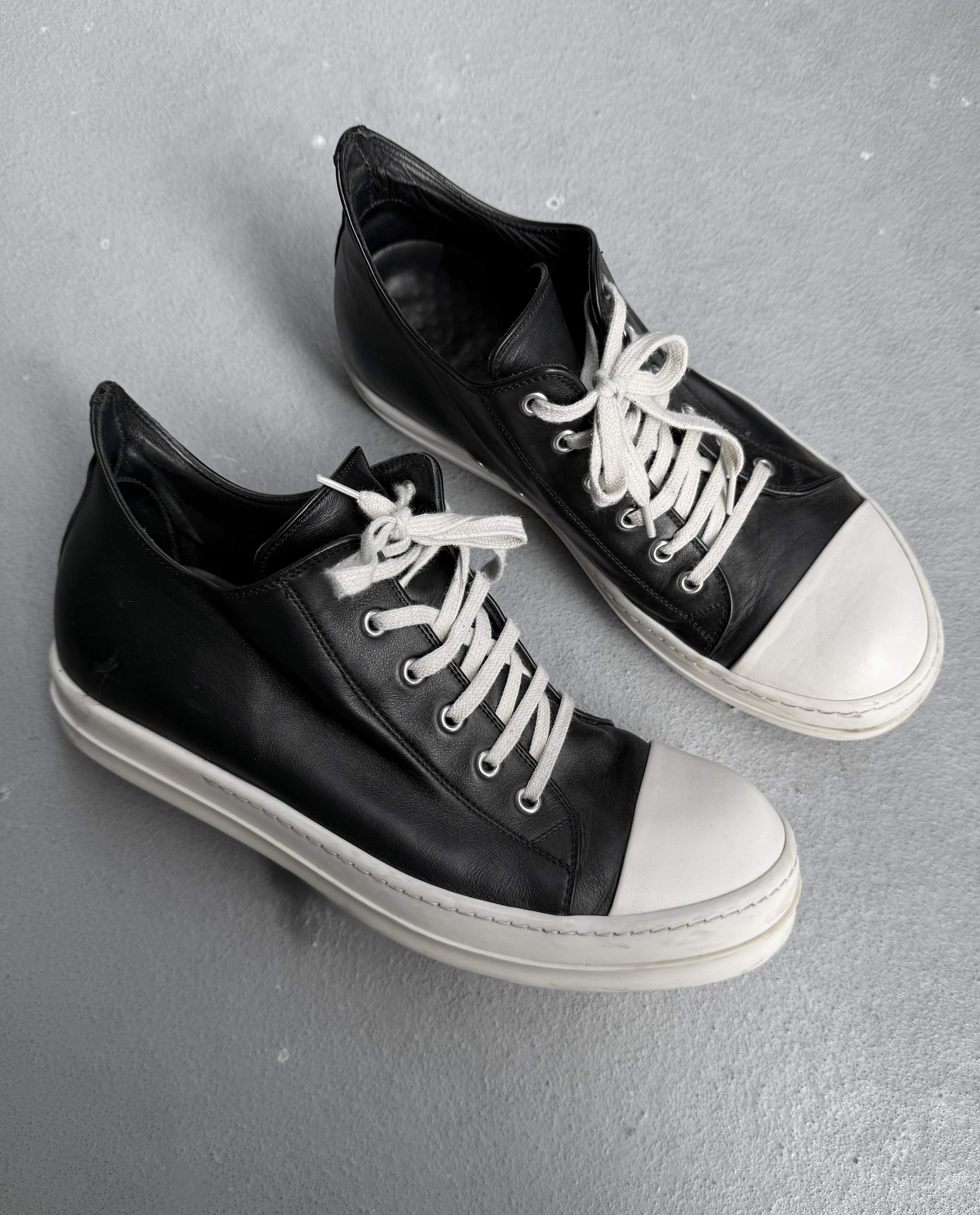 Rick Owens AW20 “PERFORMA” Black Leather Low-top Ramones Sneakers