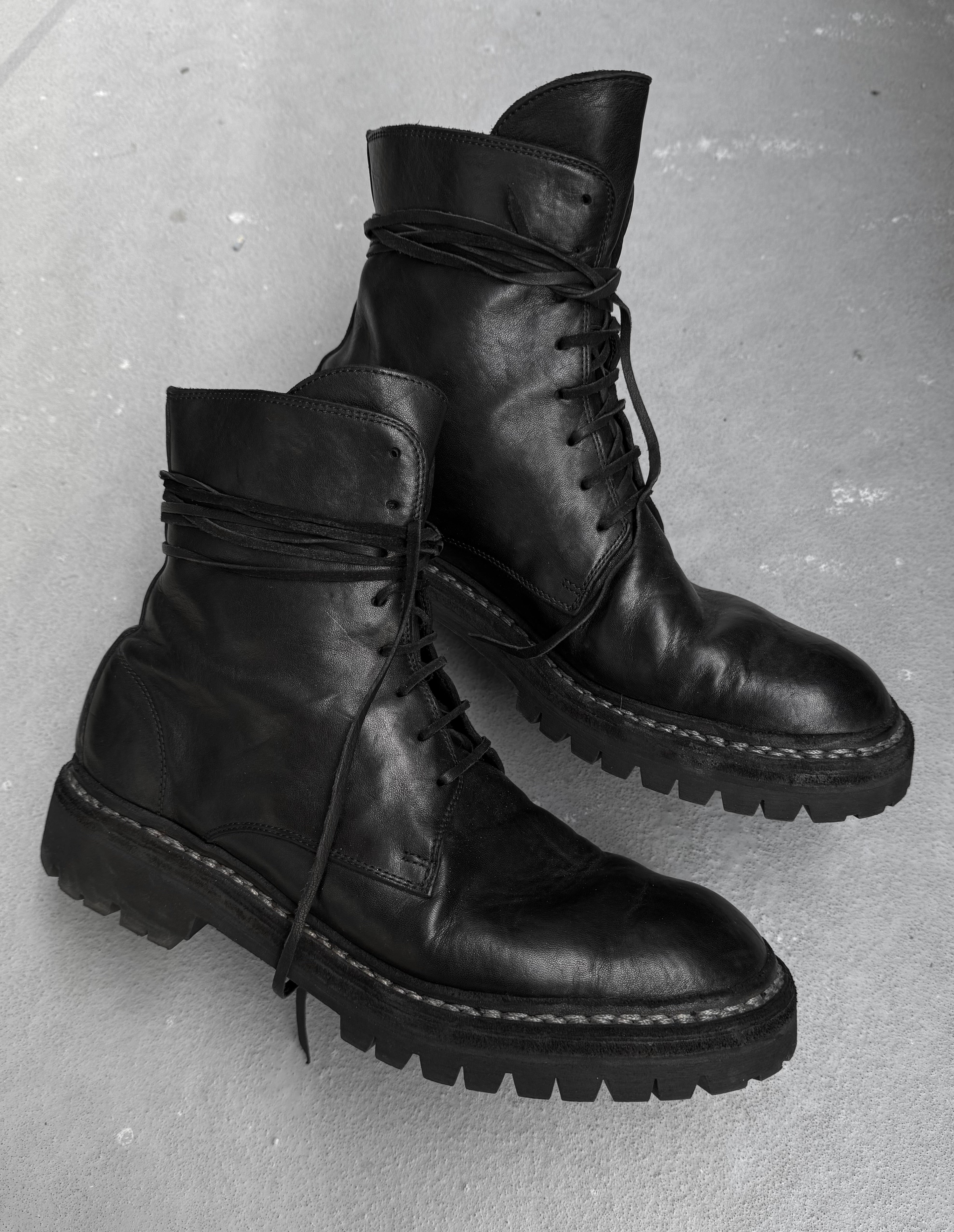 GUIDI '795V_N' Black Horse Leather Lace-up Boots – DRIEW