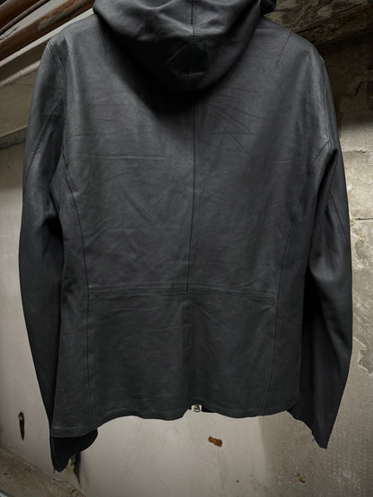 Isamu Katayama "BACKLASH" Unlined Overlock Hooded 'Gimp' Zip Goat Leather Jacket