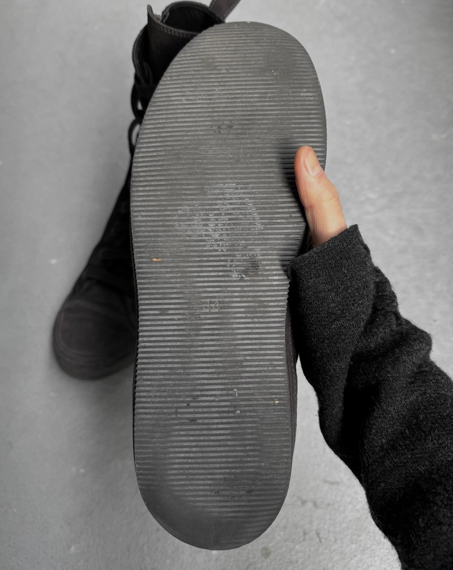 Ann Demeulemeester Scamosciato Two-toned Black Suede High-top Sneakers