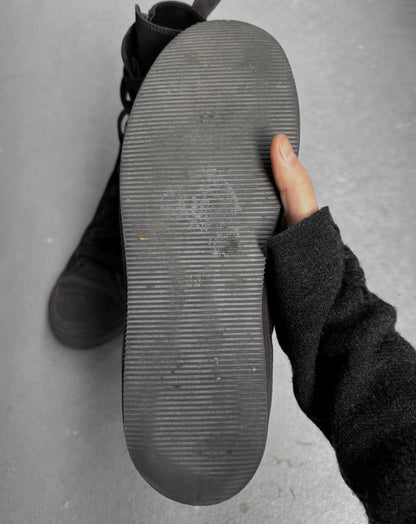 Ann Demeulemeester Scamosciato Two-toned Black Suede High-top Sneakers