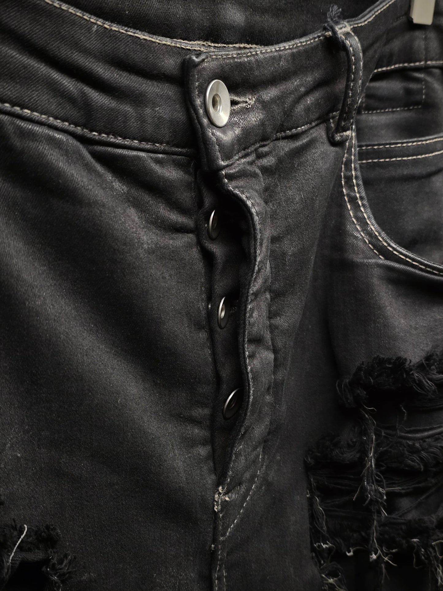 Rick Owens DRKSHDW AW22 "STROBE" Slashed 'Detroit Cut' Waxed Denim