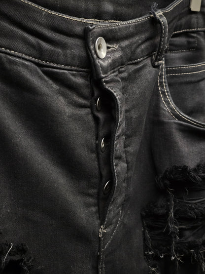 Rick Owens DRKSHDW AW22 "STROBE" Slashed 'Detroit Cut' Waxed Denim