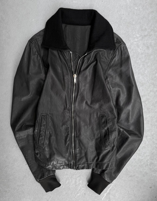 Rick Owens AW08 “STAG” Wool Collar Calfskin Leather Jacket