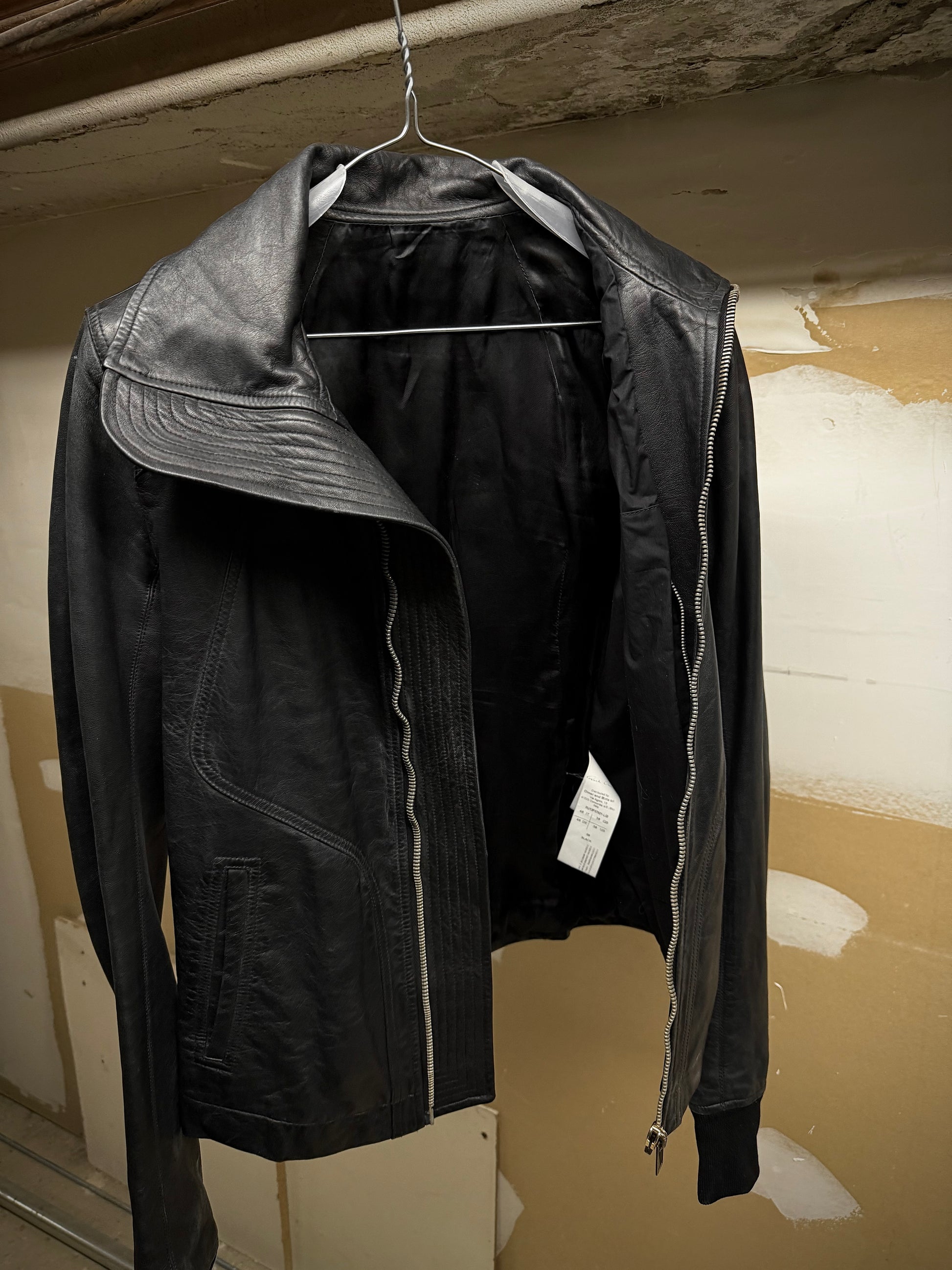 Rick Owens AW13 "PLINTH" High Neck Intarsia Calf Leather Jacket detail | DRIEW GARMENTS