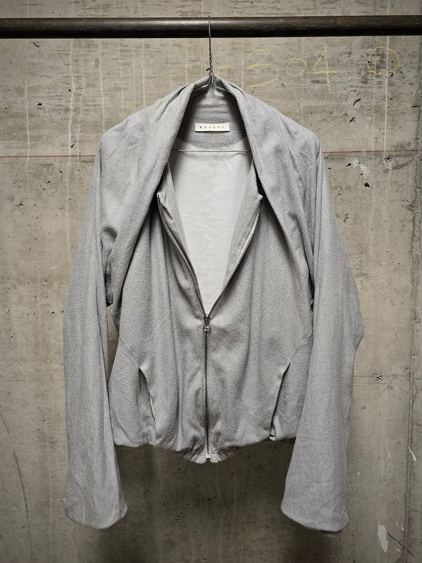 DEEPTI Graduate Collection 2005 Light Grey Cotton Cocoon Bomber Jacket