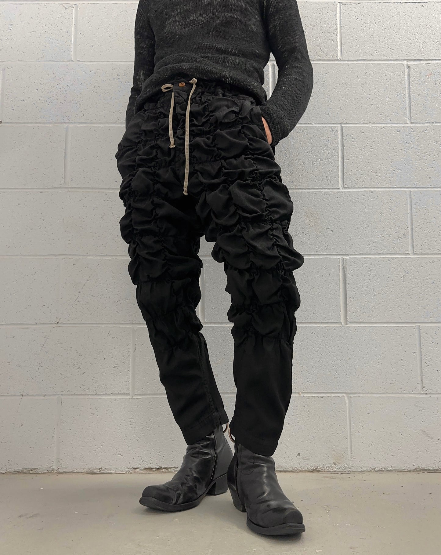 COMME des GARÇONS HOMME PLUS SS19 Ruched Ruffle Wool Pants