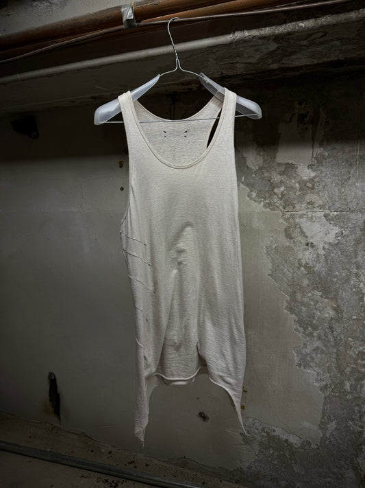 IfSixWasNine 'No. BONE-2/TK/M' Asymmetrical Raw Hem Cut Tank Top
