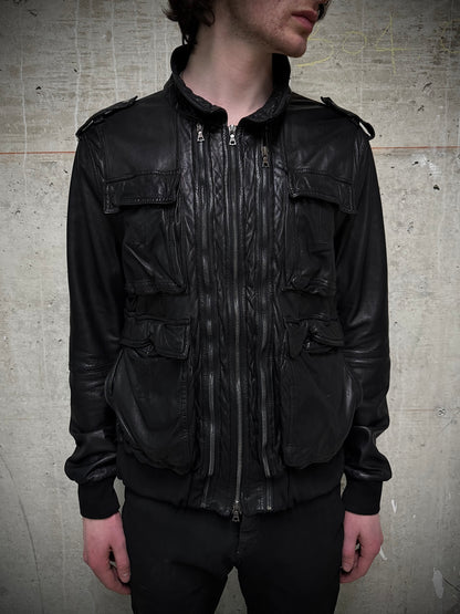 Neil Barrett Early 00s Multi Zip Goat Leather Field Jacket