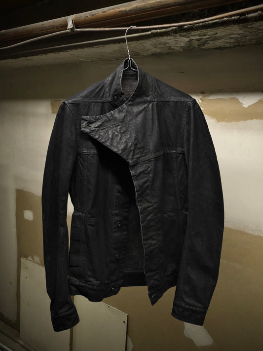Rick Owens DRKSHDW SS14 "VICIOUS" BLACK MINERAL Slave Waxed Denim Jacket