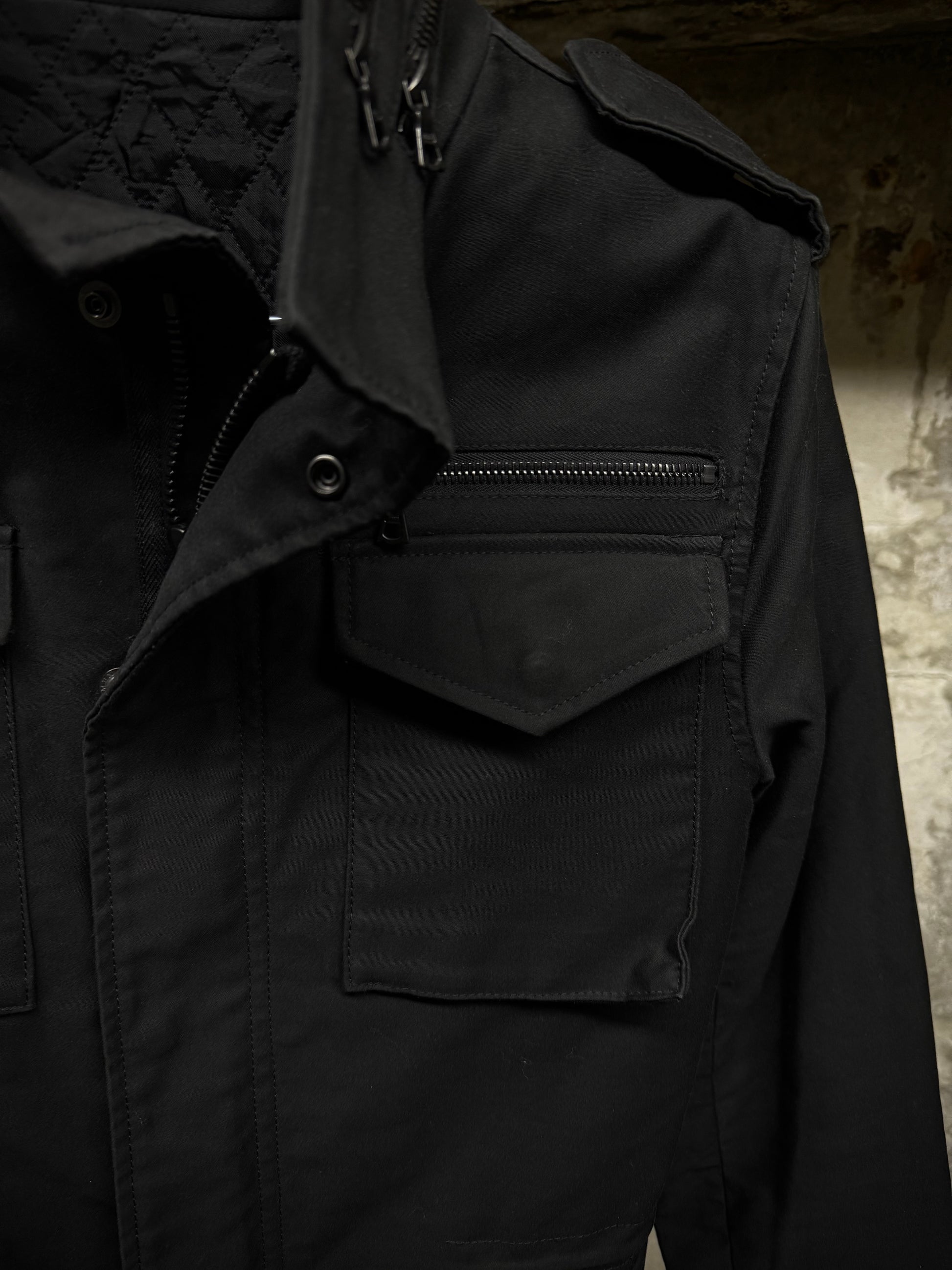 LITHIUM HOMME 2010s Black Cotton Gabardine Field Jacket detail | DRIEW GARMENTS