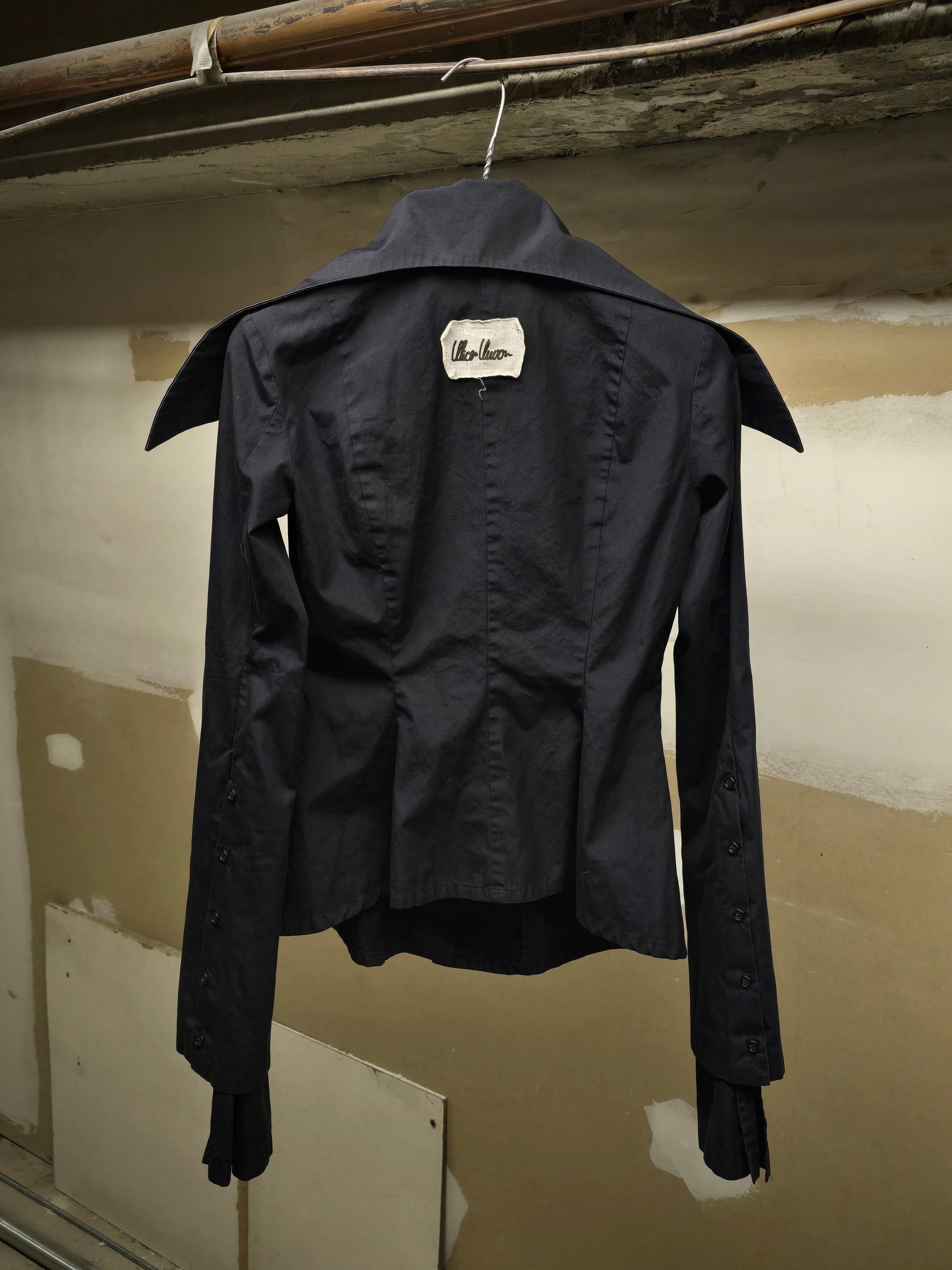 Alice Auaa 90s Dark Navy Gothic Double Layer Tailored Shirt detail | DRIEW GARMENTS