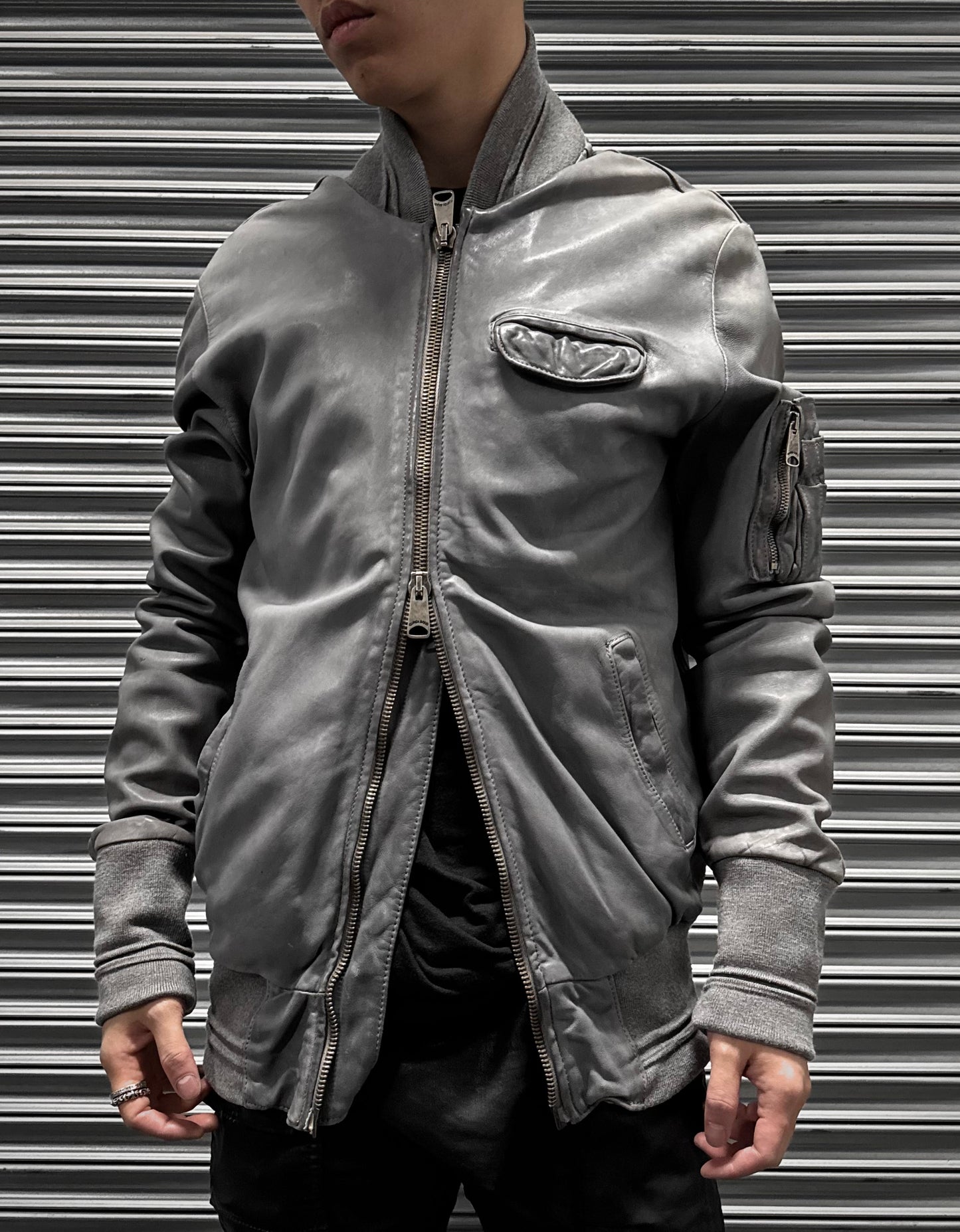 Giorgio Brato Early 00s Garment-dyed Sheepskin Leather Bomber Jacket