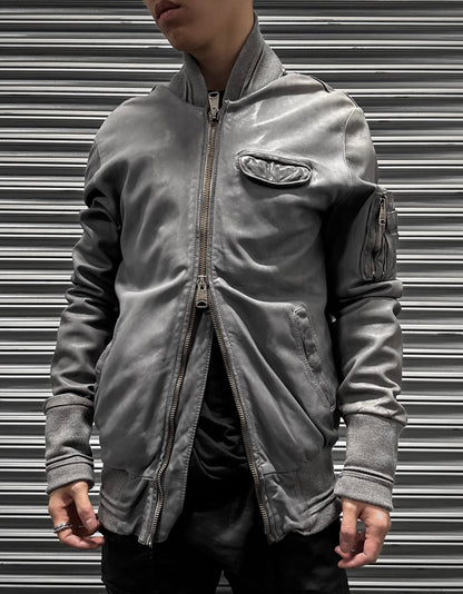 Giorgio Brato Early 00s Garment-dyed Sheepskin Leather Bomber Jacket