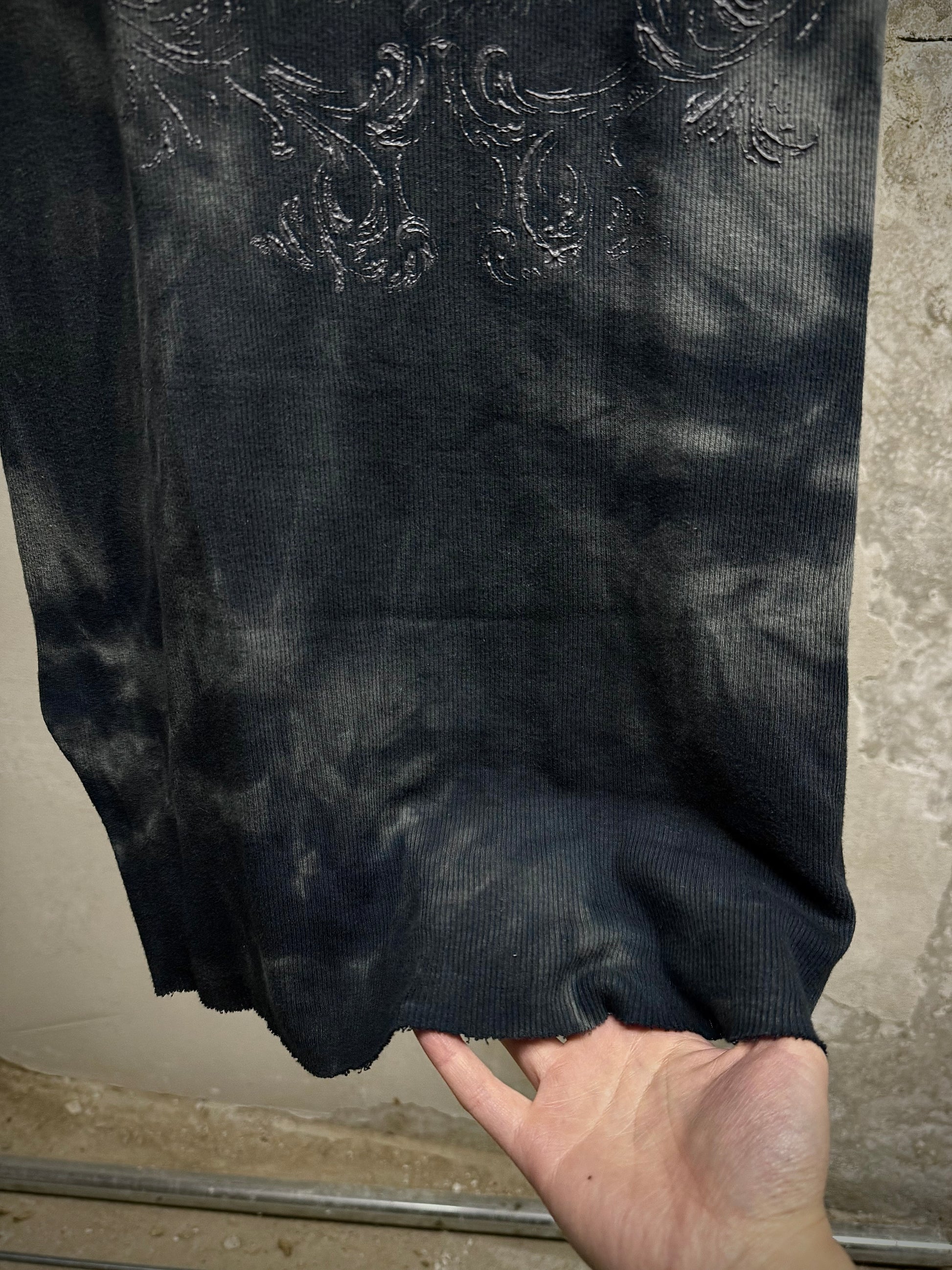 14thAddiction Early 00s Aqua Tie Dye Frayed Hem Ribbed Tank Top detail | DRIEW GARMENTS