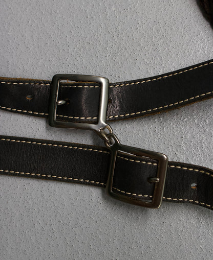 Issey Miyake Early 00s Double Buckle Woven Leather Belt