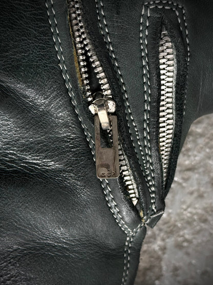 Carol Christian Poell 'AM/2757SP-IN CORSS-PTC/12' Object Dyed Goodyear Prosthetic Spur Biter Crimp Fr detail | DRIEW GARMENTS
